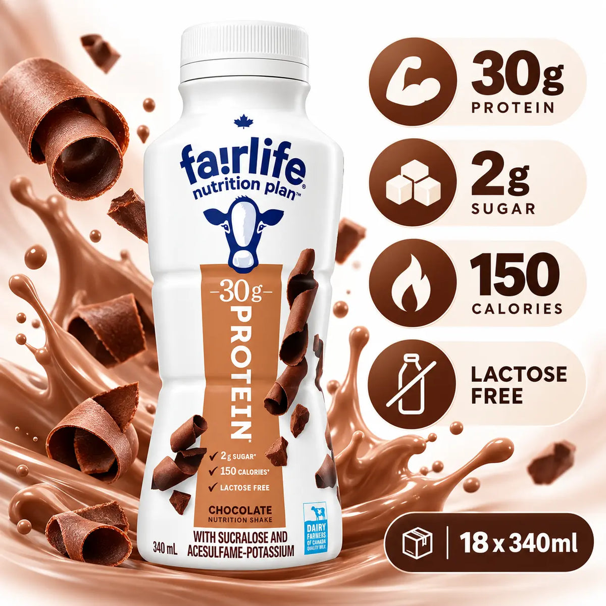 Fairlife Nutrition Plan Chocolate Protein Shake 30g – 18 x 340ml